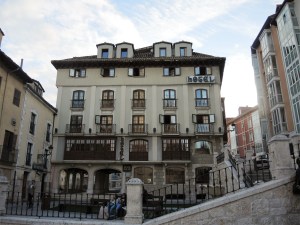 Meson del Cid hotel. My room is 3rd floor from top - middle window that's closed. JT is to left of mine with window open. 